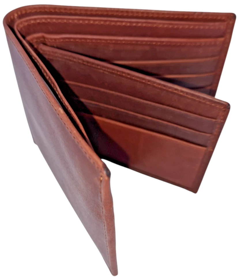 Men's Premium Cow Grain Leather Tri Fold Handmade Wallet, Color: Brown,  GW106 - Image 4 of 4