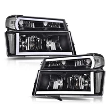LED DRL Clear Corner Black Headlights Fit For 04-12 Chevy Colorado GMC Canyon