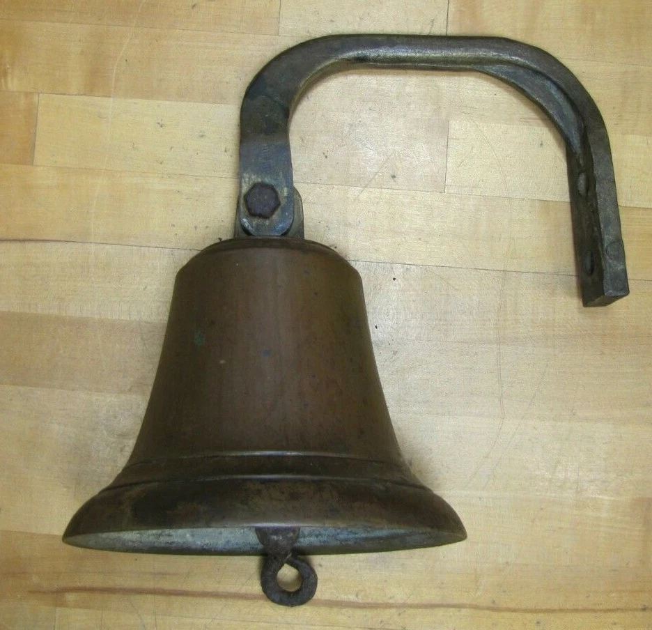 Old Nautical Ship Boat Dockside Bronze Bell Brass Mounting Bracket