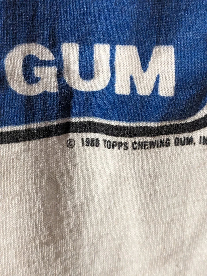 Camiseta corta grande blanca vintage 1988 Topps Original Bazzoka Bubble Gum Foto 3 de 4