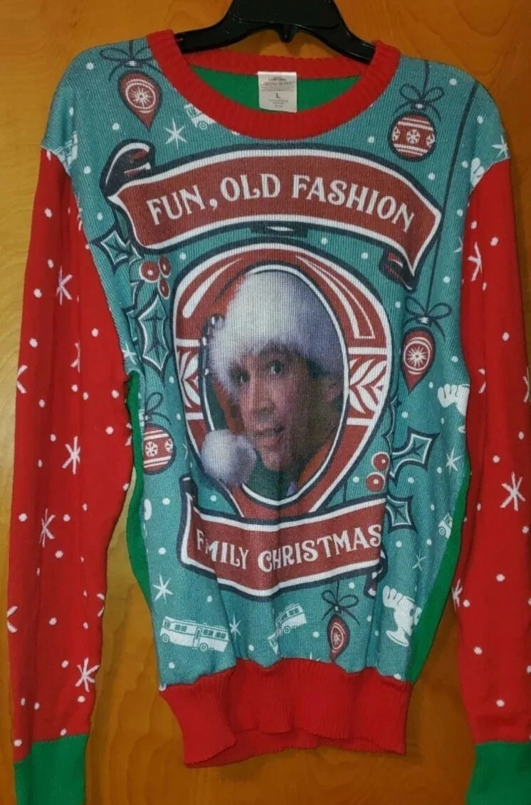 National Lampoon Christmas Vacation Clark Griswold Ugly Sweater Chevy Chase L