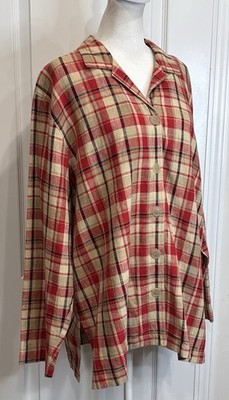SOUTHERN LADY Linen Blend Plaid Button Up Top Size 16 Cottagecore Cabincore Cozy