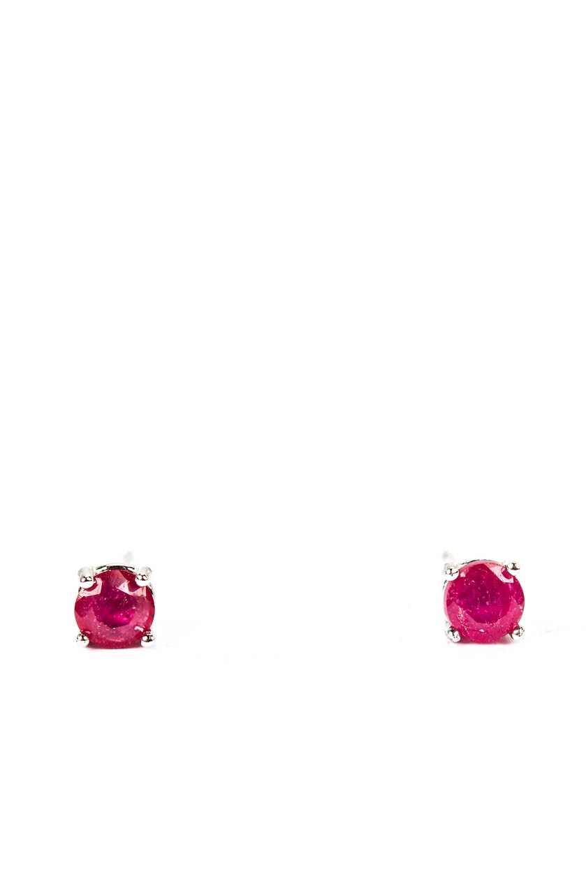 Designer Womens 925 Silver Ruby Stud Earrings .6g - image 1