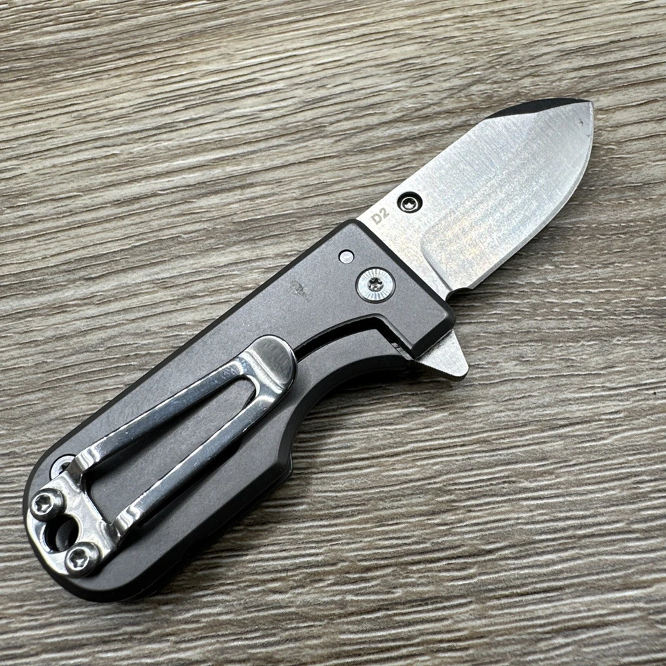WESN Microblade Frame Lock D2 Folding Pocket Knife Titanium - Image 2 of 4