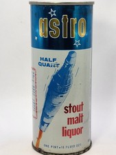 ASTRO STOUT MALT LIQUOR HALF QUART FLAT TOP BEER CAN MAIER LOS ANGELES