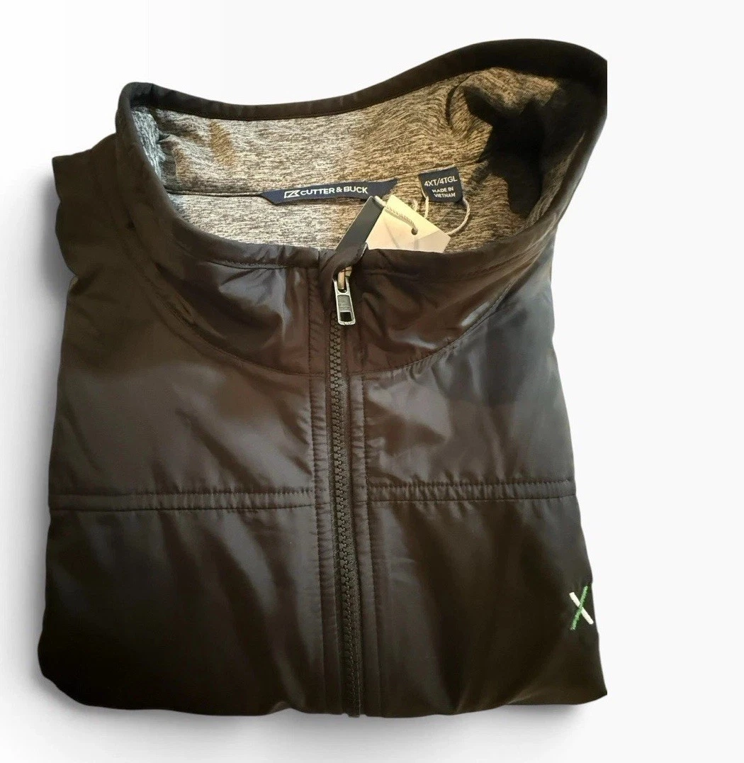 Cutter & Buck Stealth Eco Hybrid Quilted Full Zip Vest Blk/Gray xpt logo 4XLT - product detail image 13