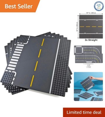 Large Interlocking Road Baseplates for Building Blocks - Non-Toxic, 10-1/16 Inch