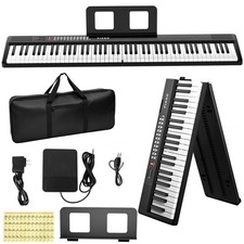 Electronic 88 Key Piano Keyboard,Bluetooth Foldable Full Size Semi-Weighted D...
