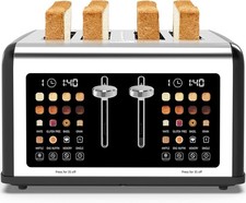 4 Slice Toaster Touch Screen Stainless Steel Toasters Digital Timer Dual Control