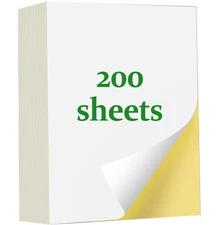 200 Sheets of Sticker Paper- White Matte Printable Sticker Paper for Inkjet P...