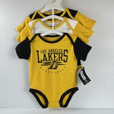  3 NBA LA Lakers 1 PC Infant Outfits 3-6 month NWT Black Yellow White Cotton