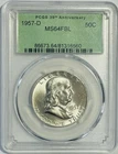 1957 D Franklin Half Dollar PCGS MS64 FBL PCGS 30th Anniversary Green Label