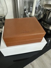 Einzigartige Vintage OMEGA Uhrenbox Speedmaster Hellbraun Top Zustand Rar