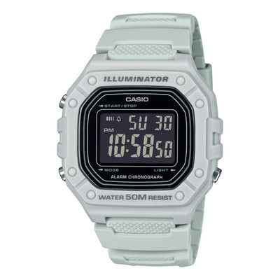 Casio W218H-8BV, Chronograph Watch, Off-White Resin Band, Alarm