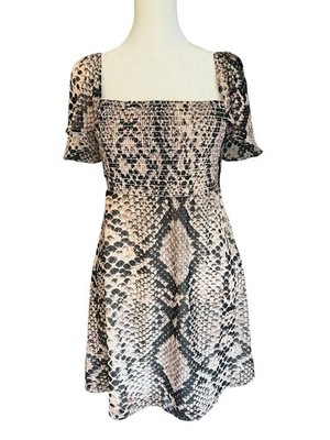 NWT SHOW ME YOUR MUMU Breanna Snake Print Dress Made in USA Smocked Empire Waist