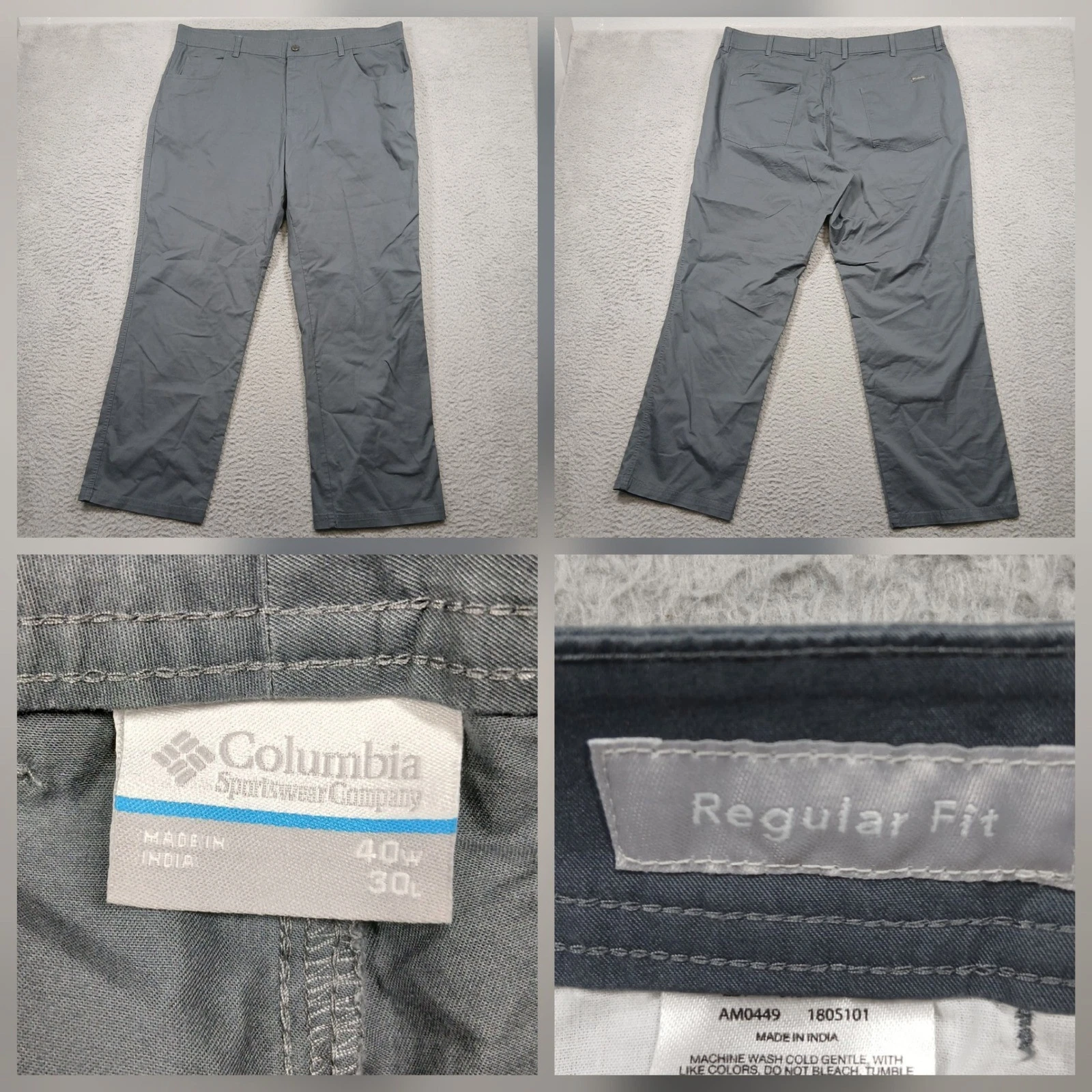 Columbia Regular Fit Pants Men 40x30 Gray Outdoor Casual