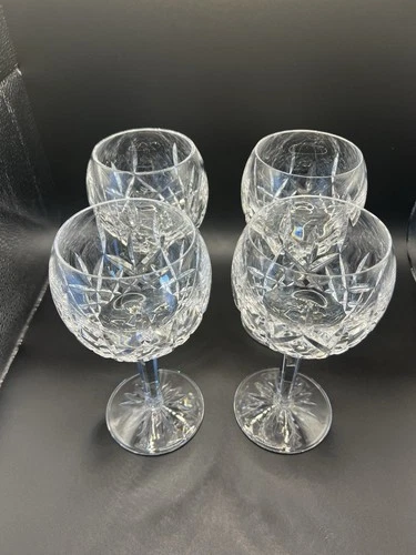 Vintage Waterford Lismore Balloon Wine Glasses Set 4 Seahorse Mark