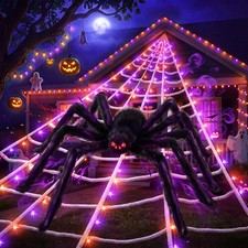 Upgrade Halloween Spider Web Decorations Outdoor 59" Giant Spider D cor