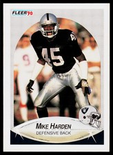 Mike Harden, 1990 Fleer Football Card, #255, Los Angeles Raiders,