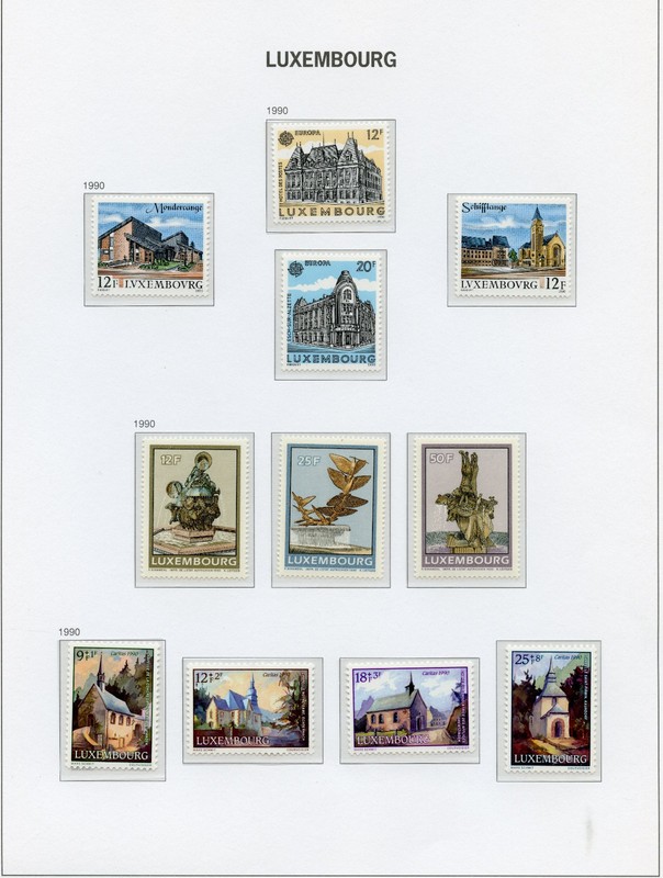 LUXEMBOURG 7 PAGES OF MNH 1990-1993 STAMPS, WELL CENTERED AND PRISTINE
