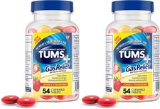 2-pack Tums  Gas Relief Chew Tabs Lemon/Strawb. 54ct ea 06/2027 