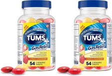 2-pack Tums + Gas Relief Chew Tabs Lemon/Strawb. 54ct ea (06/2027)