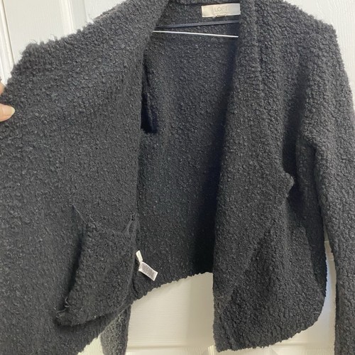 Cardigan Ann Taylor LOFT nero (S Petite) filato italiano lana aperto davanti-morbido - Foto 2 di 6