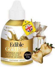 Gold Edible Paint 60 ml - Edible Gold Paint for Cake Decorating – Food Colour