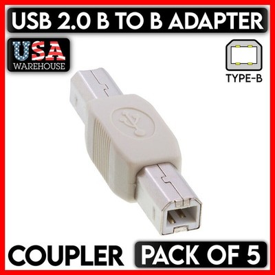 Printer USB Cable Coupler Adapter USB Type B Male to Male Connector Joiner 5PCS