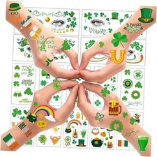 St. Patrick's Day Party Tattoos - 130 Pcs Glitter Shamrock Temporary Tattoos