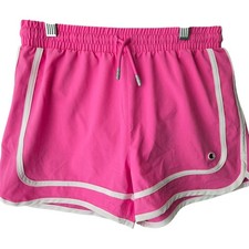 Champion Girls Pink Athletic Shorts XL 14/16 White Piping C815SH4082