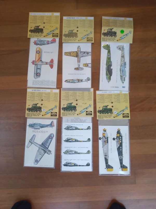 Vtg. WWII military model airplane decals sets orig. pkg. E.S.C.I. Italy Lot of 6