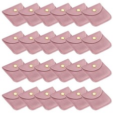 24 Pcs 3x3 Inch Velvet Jewelry Pouches Gift Bags with Snap Button Pink