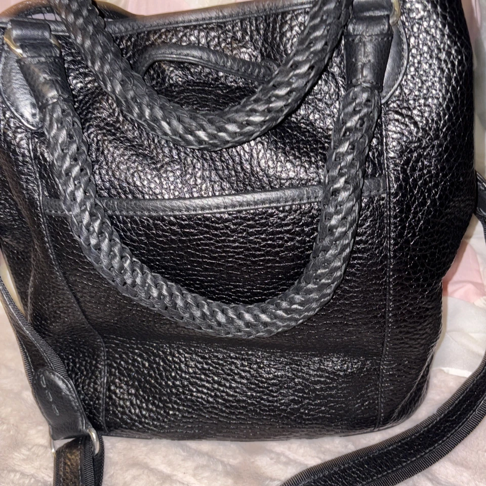 BRIGHTON MASTERPIECE COLL. BLACK CATCH THE MOON CROSSBODY BUCKET HANDBAG MP $575 - Image 3 of 4