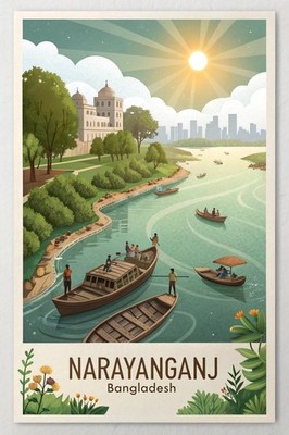 Mesmerizing Narayanganj Bangladesh Travel Poster - Ancient River Port City Art P