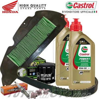 CASTROL - HIFLO - BANDO - MITSUBOSHI - NGK Tagliando HONDA Forza 300 2018 2019 2020 / Olio Castrol 10W30 Scooter - COMPLETO