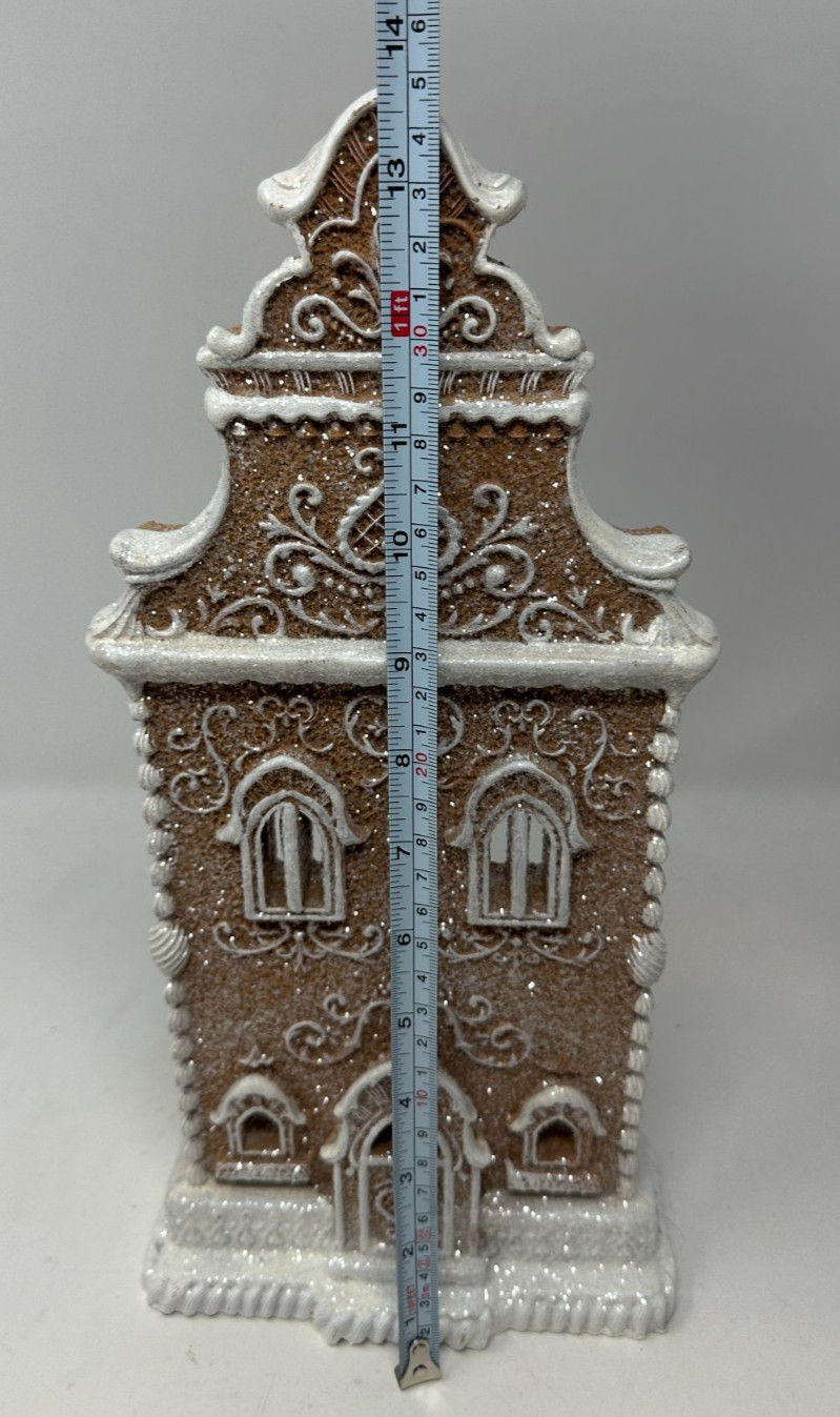2D "Flat" Christmas Gingerbread Village House, Brown, Medium 13.5", NEW