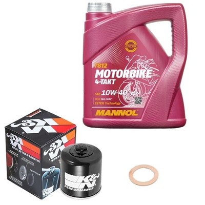 K&N Ölfilter Set MANNOL 10W40 4L für Yamaha YZF-R1 1000 RN12 Bj.2006