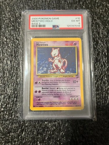 PSA 6 - Pokemon MEWTWO 10/130 - BASE SET 2 - FOIL Rare