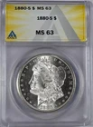1880 S Morgan Silver Dollar ANACS MS-63