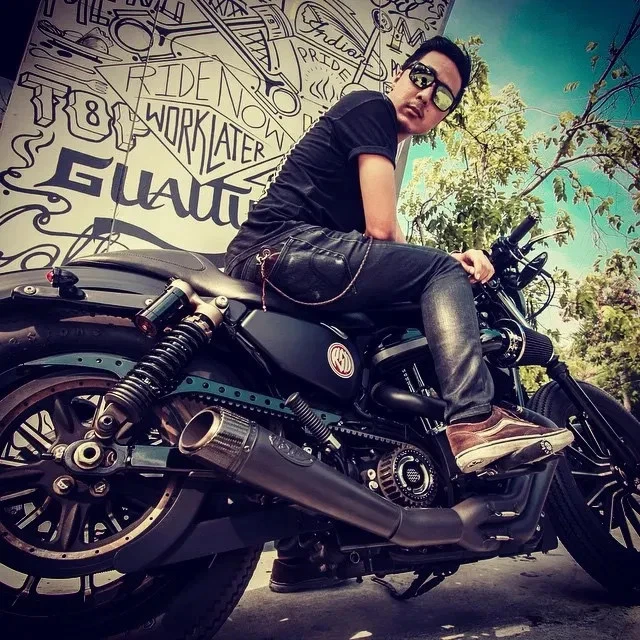 Cubierta de polea rastreadora Roland Sands 0217-2007-BM corte de contraste 04+ Harley Sportster Foto 4 de 4