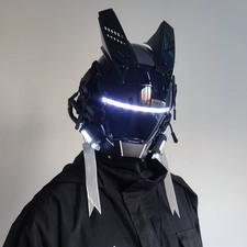 Cyberpunk LED Mask with Glowing Hair Cosplay Helmet Festival Halloween Party