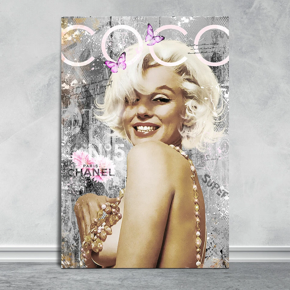 ACRYLGLAS WAND BILD MARILYN MONROE POP ART KUNST DRUCK CHANEL BILDER EROTIK - Bild 1 von 4