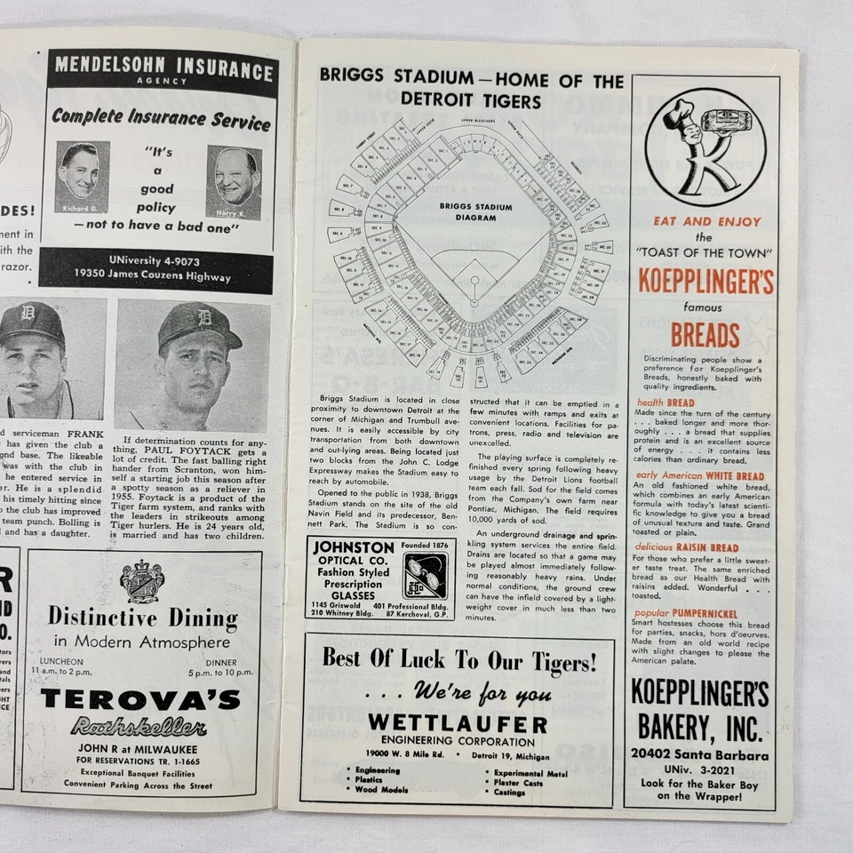 1956 Official Detroit Tigers vs Chicago White Sox Score Book at Briggs Stadium - Image 3 of 4