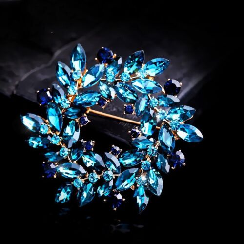 New Crystal Wreath Brooch Corsage Fashion Clothing Accessories Pin Jewelry Gift - Picture 4 of 9