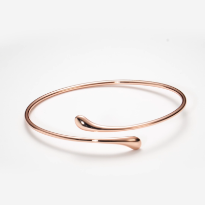 Rose Gold Plated Teardrop Bangle by Philip Jones UK