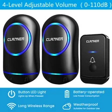 Wireless Doorbell Chime Waterproof Plugin Receiver Adjustable Volume 1000FT Kit