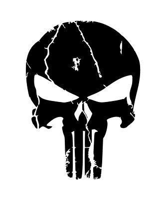 Distressed Punisher Skull Premium Vinyl Decal