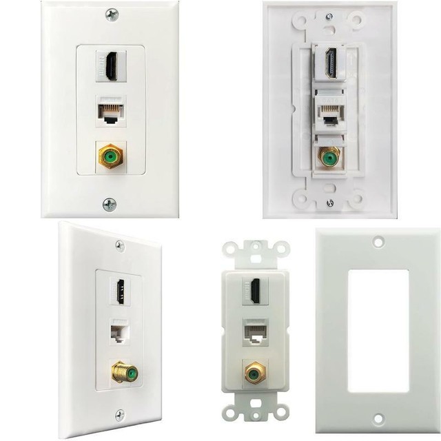 Yomyrayhu Recessed Hdmi 3Ghz Coax Wall Plate F/F Adapter,Rj45