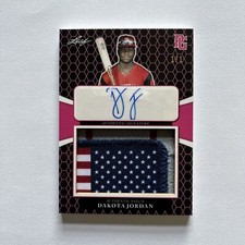 DAKOTA JORDAN 2021 Leaf Perfect Game auto Autograph 1/1 FLAG PATCH *READ*